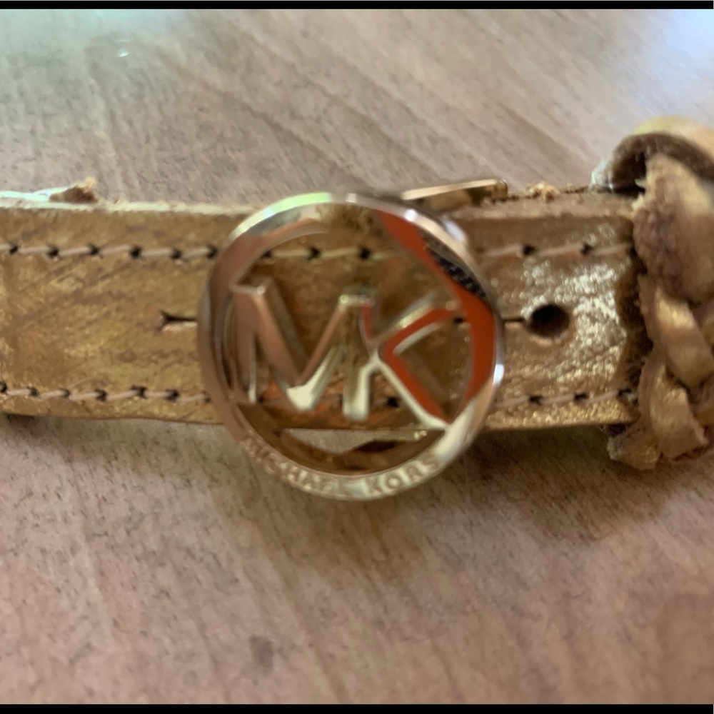 100% leather, 3/4” Gold braided Michael Kors Belt